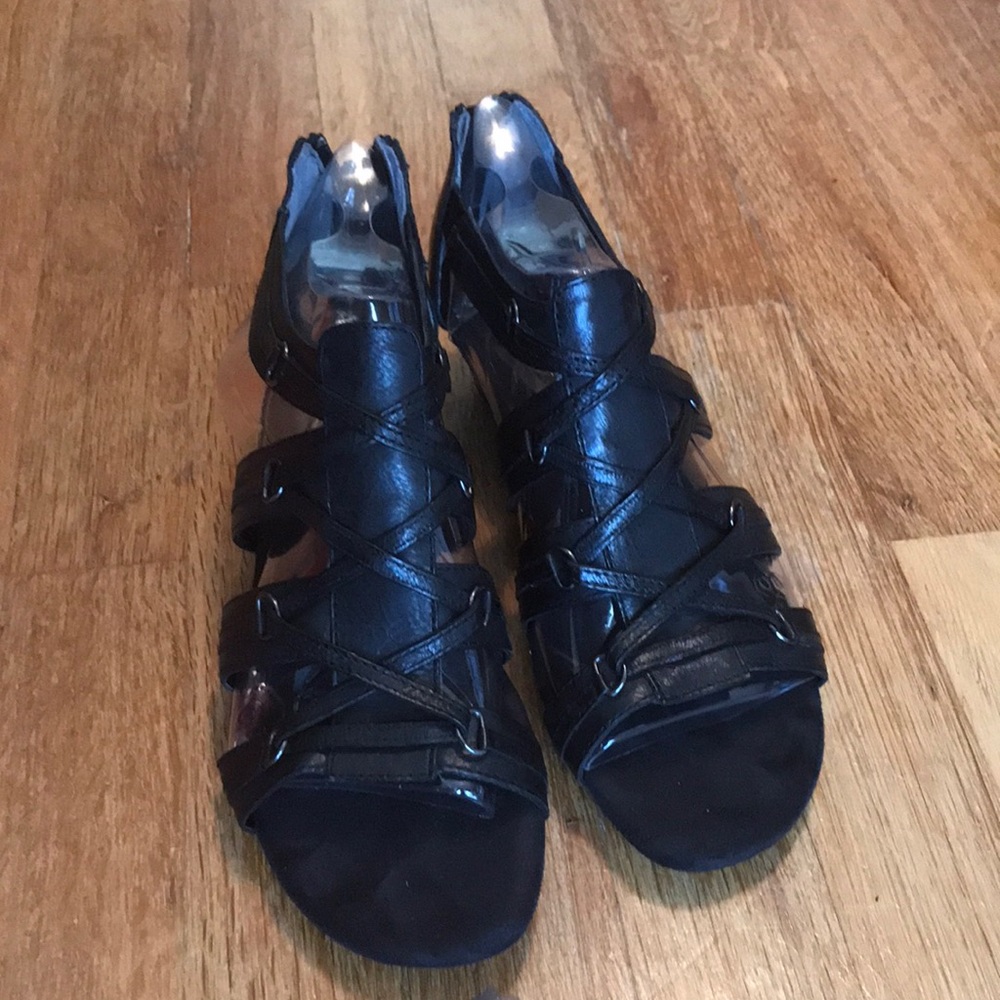 Aerosoles yetiquette black leather gladiator sandal - Picture 3 of 11